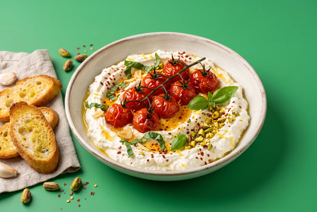 Feta whippée, tomates rôties & miel piquant