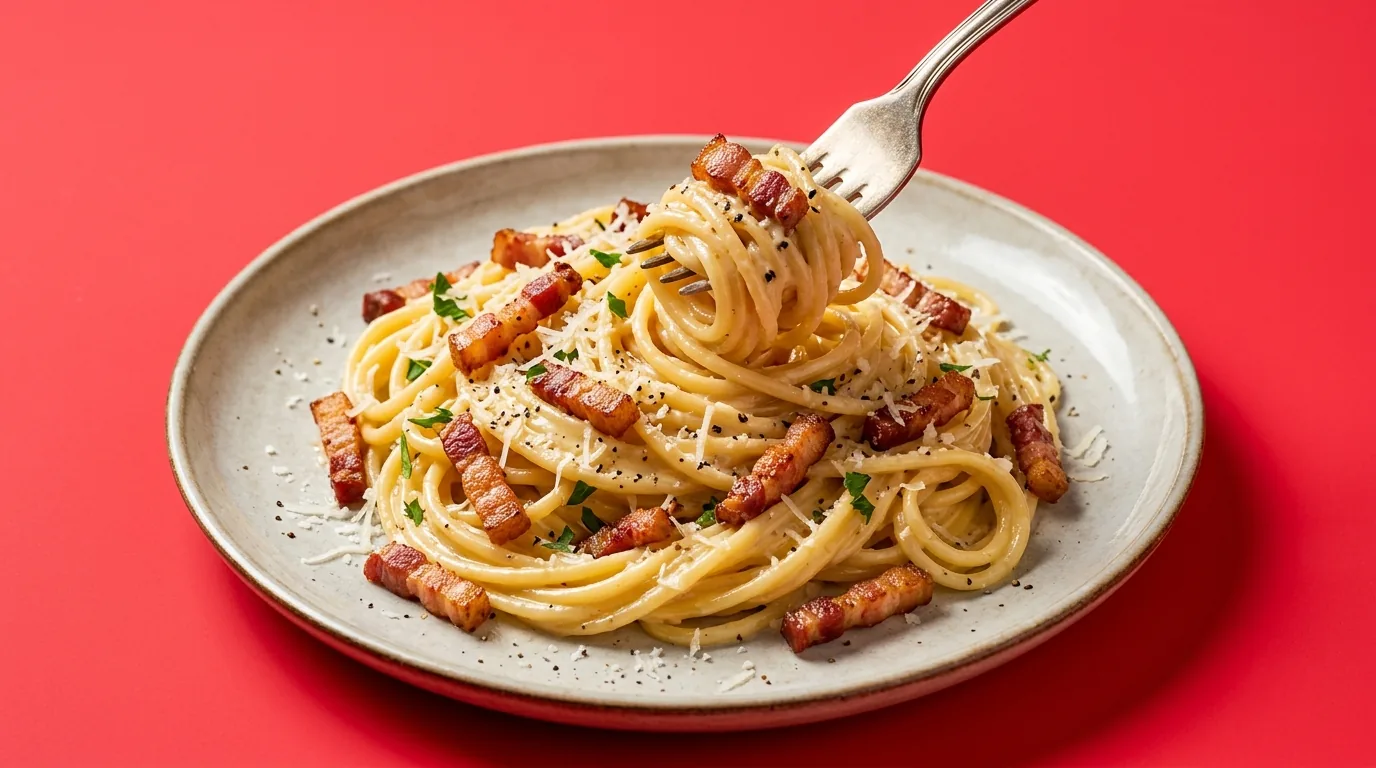 Pâtes crémeuses aux lardons